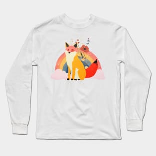 Cute Floral Fox Long Sleeve T-Shirt
